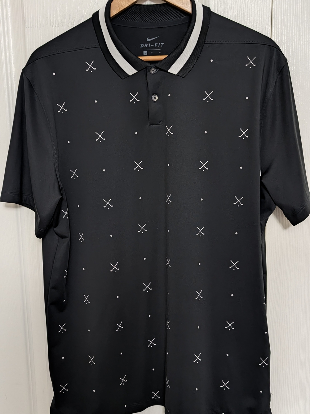 Nike Dri-FIT Black Polo with Subtle White Pattern